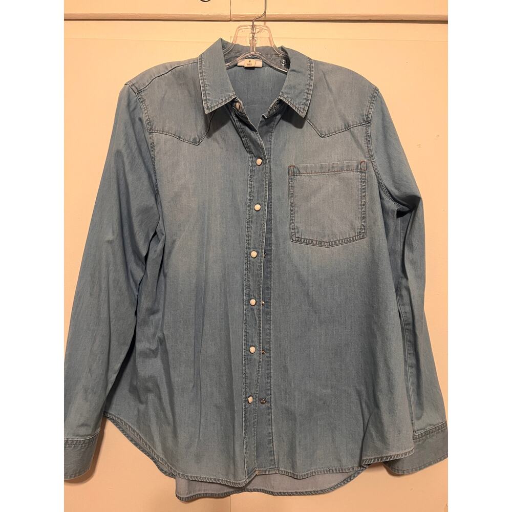 a.n.a Light Blue Denim Blouse